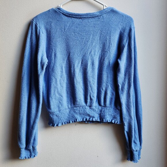 Freshman Blue Cropped Scoop Neck Lightweight Sweater Size Medium - Picture 15 of 16